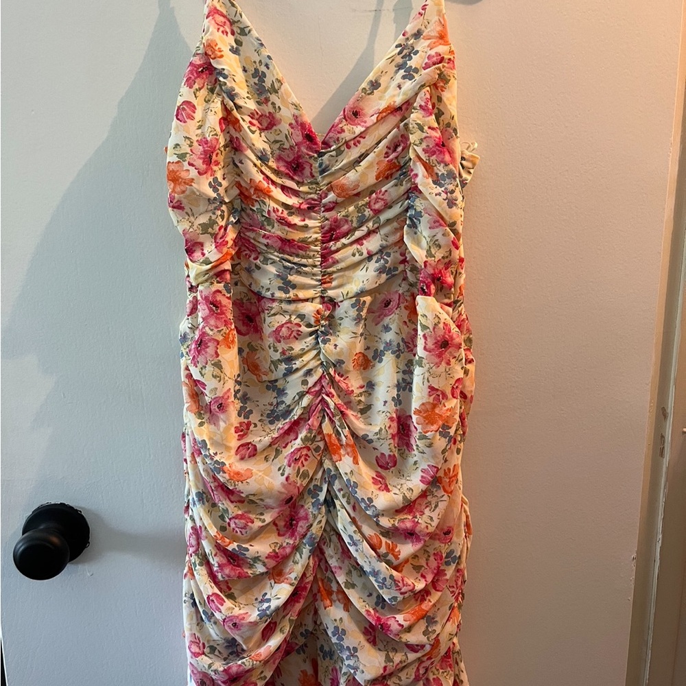 ASTR THE LABEL RUCHED CAMI MINI DRESS
